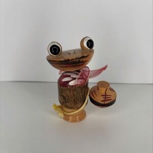 Vintage Wooden Kokeshi Style Frog Figurine